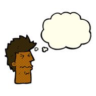cartoon stressed out face with thought bubble N6