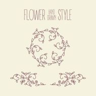 Hand drawn vector vintage floral branches and wreathes