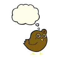 funny cartoon bird with thought bubble N75