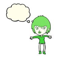 cartoon vampire girl with thought bubble N129