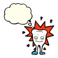 cartoon happy tooth with thought bubble N21