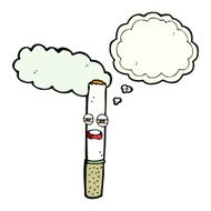 cartoon happy cigarette with thought bubble N6