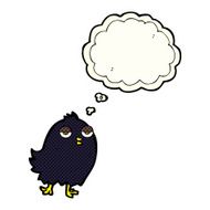 funny cartoon bird with thought bubble N76