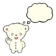 cartoon waving polar bear cub with thought bubble N23