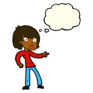 cartoon woman pointing with thought bubble N118