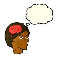 cartoon head with brain symbol thought bubble N22