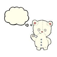 cartoon waving polar bear cub with thought bubble N24