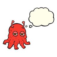 cartoon alien face with thought bubble N11