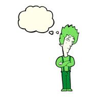 cartoon vampire with thought bubble N69