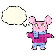 cartoon mouse in clothes with thought bubble N6