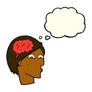 cartoon head with brain symbol thought bubble N23