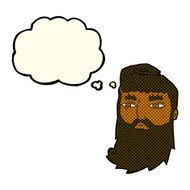 cartoon bearded man with thought bubble N25