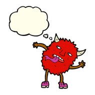 funny cartoon monster with thought bubble N18