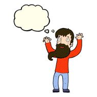 cartoon excited man with beard thought bubble N6