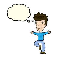 cartoon frightened man with thought bubble N49