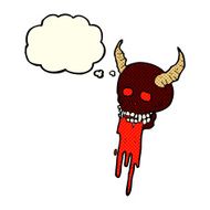 cartoon spooky halloween skull with thought bubble N6