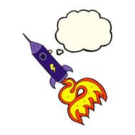 cartoon space rocket with thought bubble N13