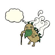 cartoon old potato with thought bubble N6