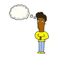 cartoon jaded man with thought bubble N11