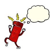 cartoon robot with thought bubble N87