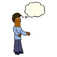 cartoon man shrugging shoulders with thought bubble N18