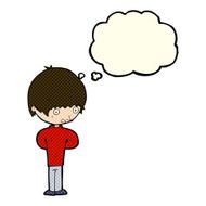 cartoon nervous boy with thought bubble N6