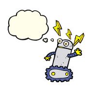 cartoon robot with thought bubble N88