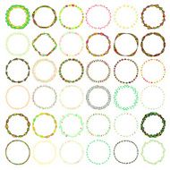 Round handdrawn wreaths on white background Collection of clip