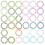 Round handdrawn wreaths on white background Collection of clip N2