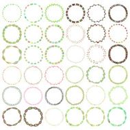 Round handdrawn wreaths on white background Collection of clip N3