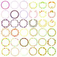 Round handdrawn wreaths on white background Collection of clip N4