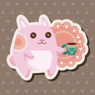 animal rabbit having afternoon tea theme elements N6