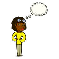 cartoon aviator woman with thought bubble N4