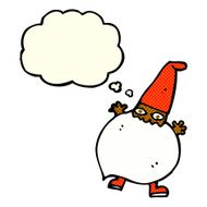 cartoon tiny santa with thought bubble N10