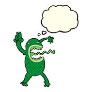 cartoon crazy frog with thought bubble N6