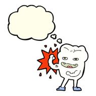 cartoon strong healthy tooth with thought bubble N6