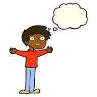 cartoon enthusiastic man with thought bubble N5