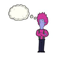 cartoon vampire man with thought bubble N66