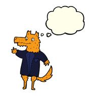 cartoon fox businessman with thought bubble N3