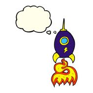 cartoon spaceship with thought bubble N17