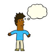 cartoon confused man with thought bubble N22