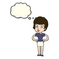 cartoon woman with hands on hips thought bubble N126