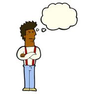 cartoon annoyed man with thought bubble N47