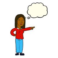 cartoon woman pointing with thought bubble N120