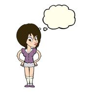 cartoon woman with hands on hips thought bubble N127
