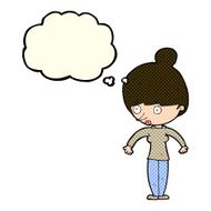 cartoon woman staring with thought bubble N18