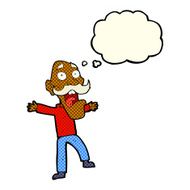 cartoon shocked old man with thought bubble N17