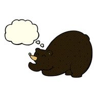 cartoon stretching black bear with thought bubble N2