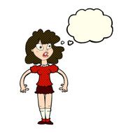 cartoon pretty girl with shocked expression thought bubble N6