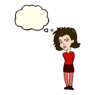 cartoon woman with thought bubble N17